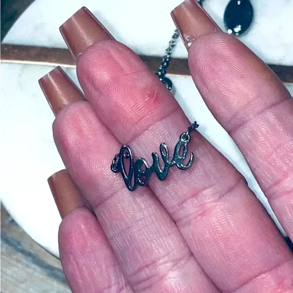 Charming Silver "Love" Script Pendant Necklace 18-20" - Picture 9 of 11